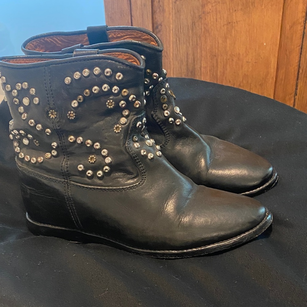 Isabel Marant Hidden Wedge Black Studded Leather Boots (39)